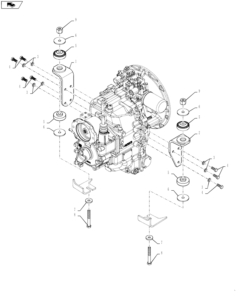 Схема запчастей Case 586H - (21.111.03) - TRANSMISSION, MOUNTING PARTS, STANDARD (21) - TRANSMISSION