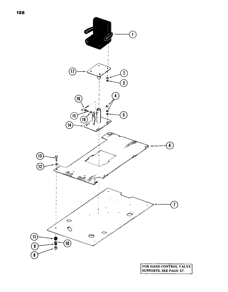 Схема запчастей Case 980B - (128) - TURNTABLE ATTACHING PARTS, (INSIDE OF OPERATORS CAB), (USED ON UNITS WITH PIN 6204025 AND AFTER) (05) - UPPERSTRUCTURE CHASSIS