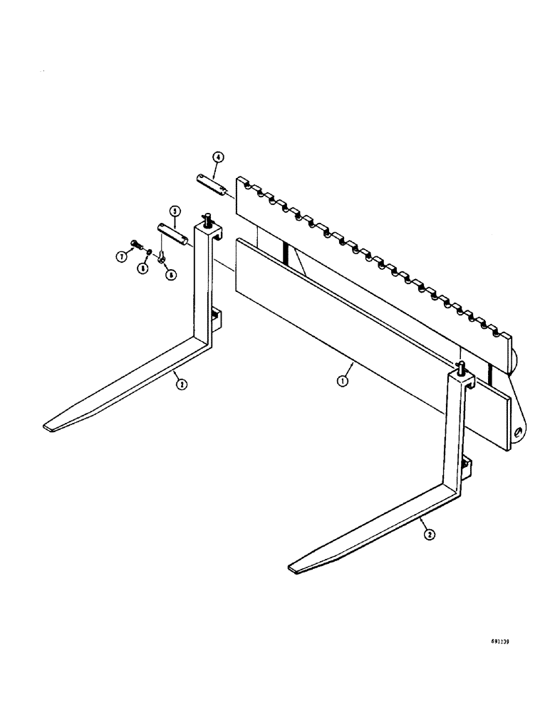 Схема запчастей Case W9C - (208) - FORK LIFT ATTACHMENT (09) - CHASSIS