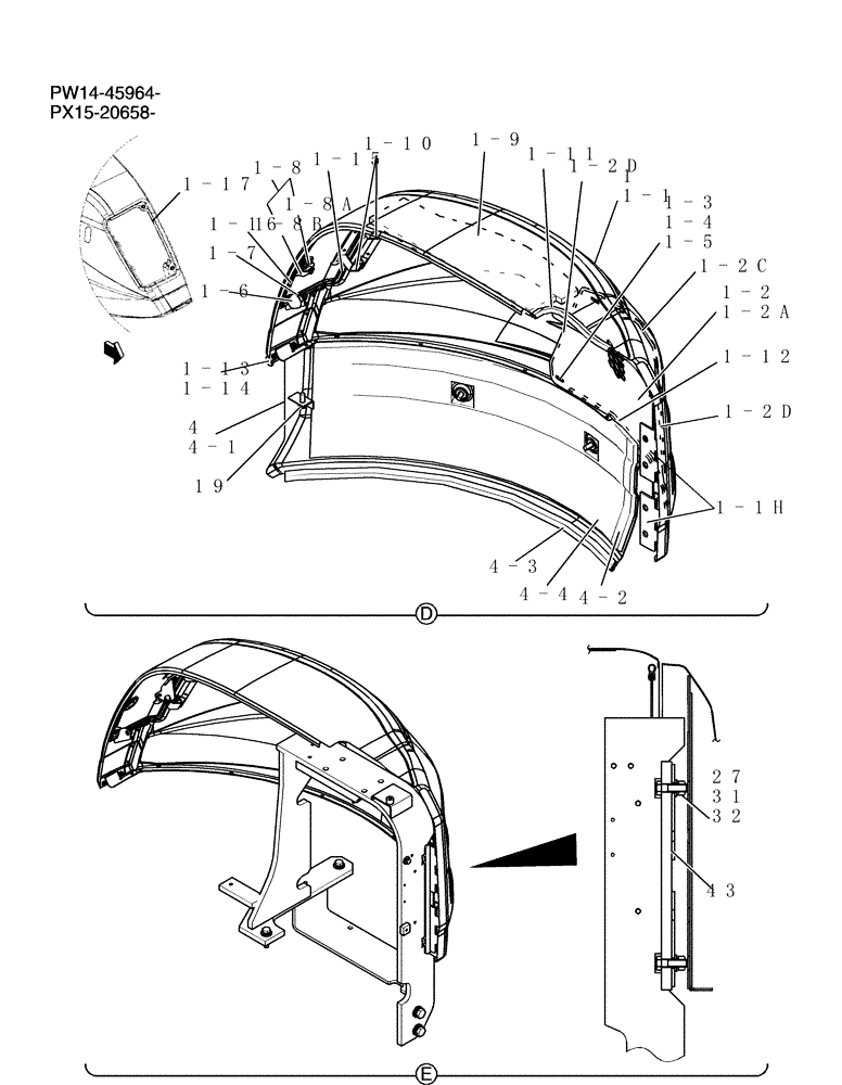 Схема запчастей Case CX31B - (242-01[3]) - GUARD INSTAL (CAB) (00) - GENERAL & PICTORIAL INDEX