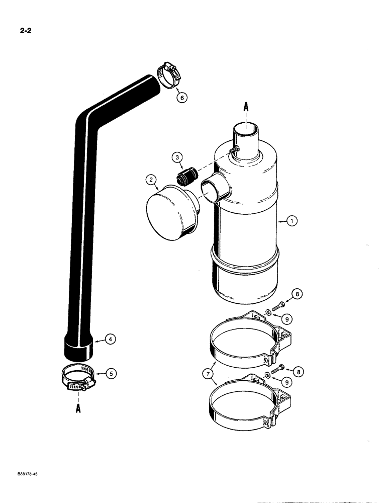 Схема запчастей Case MAXI-SNEAKER C - (2-2) - AIR CLEANER AND MOUNTING (02) - ENGINE