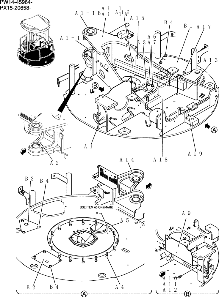 Схема запчастей Case CX36B - (010-17[1]) - FRAME ASSEMBLY, UPPER (05) - SUPERSTRUCTURE