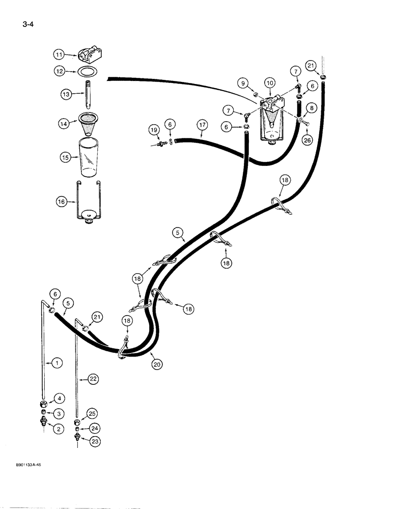 Схема запчастей Case 621 - (3-04) - FUEL LINES AND SEDIMENT BOWL (03) - FUEL SYSTEM