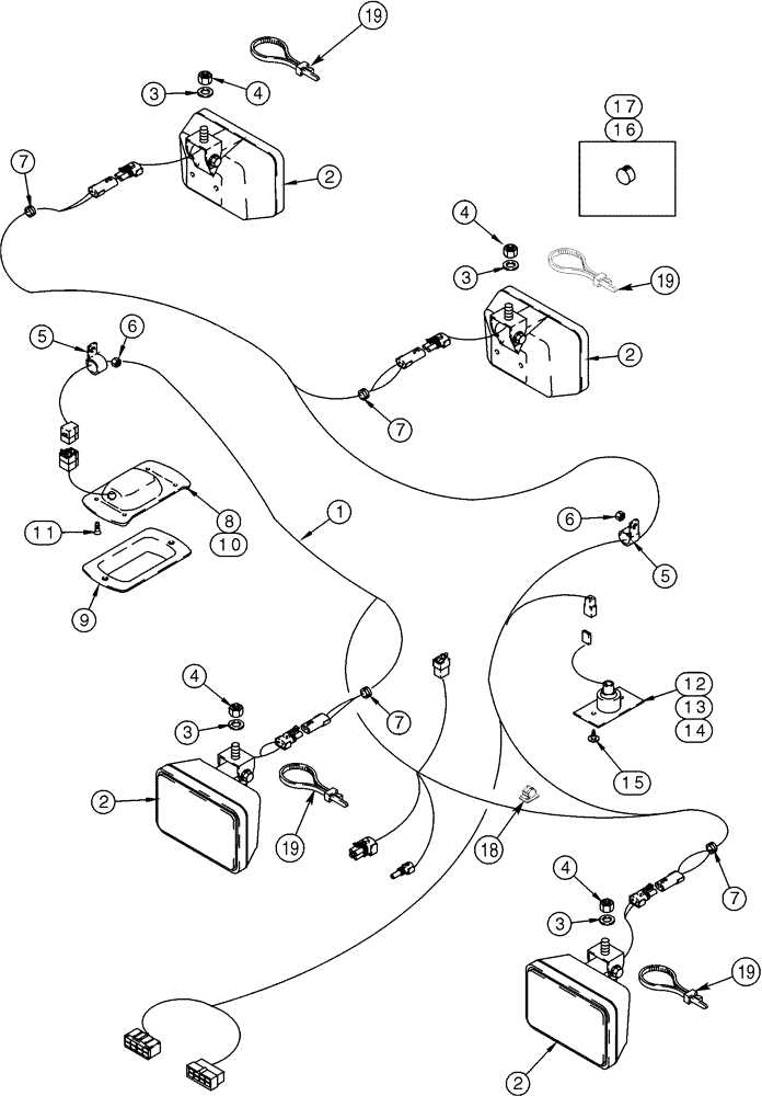 Схема запчастей Case 621C - (04-026) - HARNESS CAB ROOF (04) - ELECTRICAL SYSTEMS