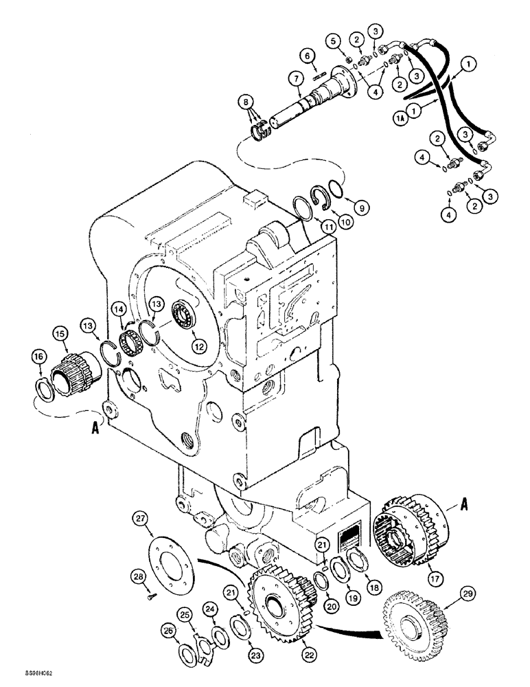 Схема запчастей Case 621B - (6-14) - TRANSMISSION ASSEMBLY, FORWARD AND LOW CLUTCHES (06) - POWER TRAIN