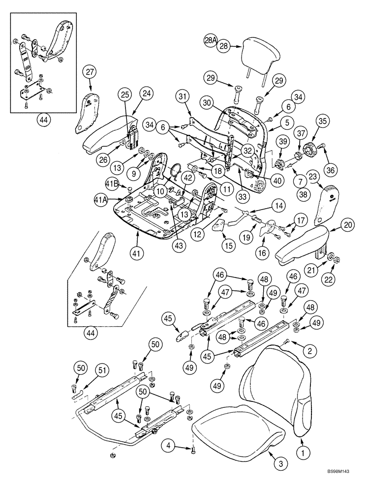 Схема запчастей Case 821E - (09-41) - SEAT ASSY, MECHANICAL SUSPENSION - VINYL (09) - CHASSIS