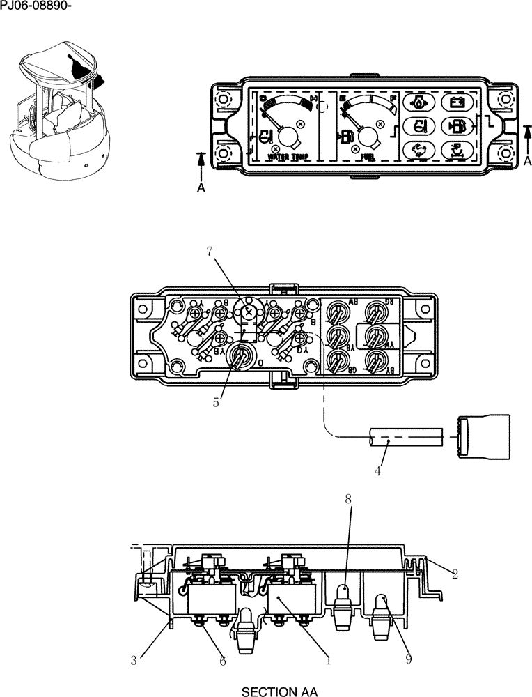 Схема запчастей Case CX50B - (265-01[1]) - GAUGE ASSY, CLUSTER (55) - ELECTRICAL SYSTEMS