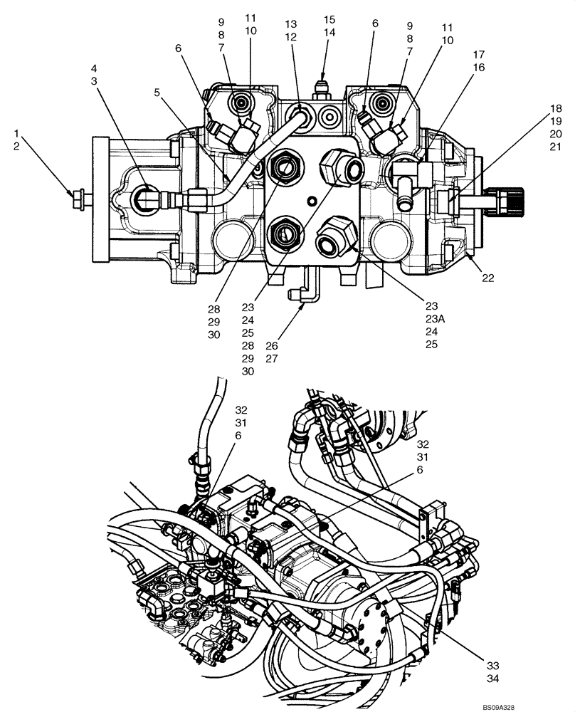 Схема запчастей Case 420CT - (06-13) - HYDROSTATICS - PUMP FITTINGS (420CT WITH PILOT CONTROL) (06) - POWER TRAIN