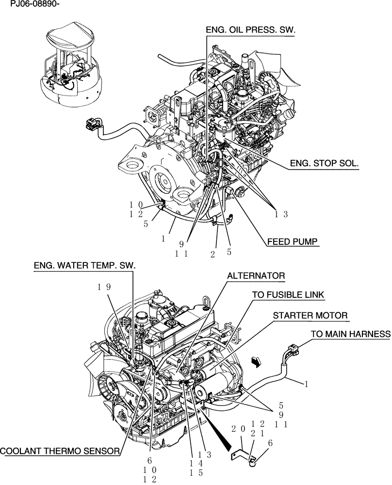 Схема запчастей Case CX50B - (325-01[1]) - HARNESS ASSY, ENGINE (55) - ELECTRICAL SYSTEMS