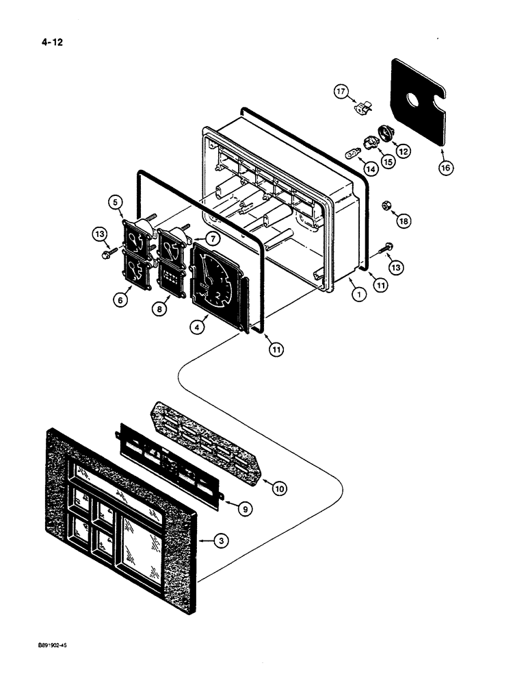 Схема запчастей Case W14C - (4-12) - INSTRUMENT CLUSTER (04) - ELECTRICAL SYSTEMS