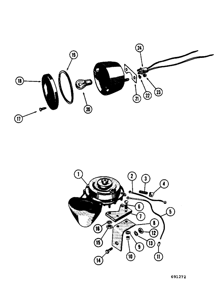 Схема запчастей Case W7 - (138) - A9974 HORN, A16732 COMBINATION STOP AND TAIL LAMP (04) - ELECTRICAL SYSTEMS