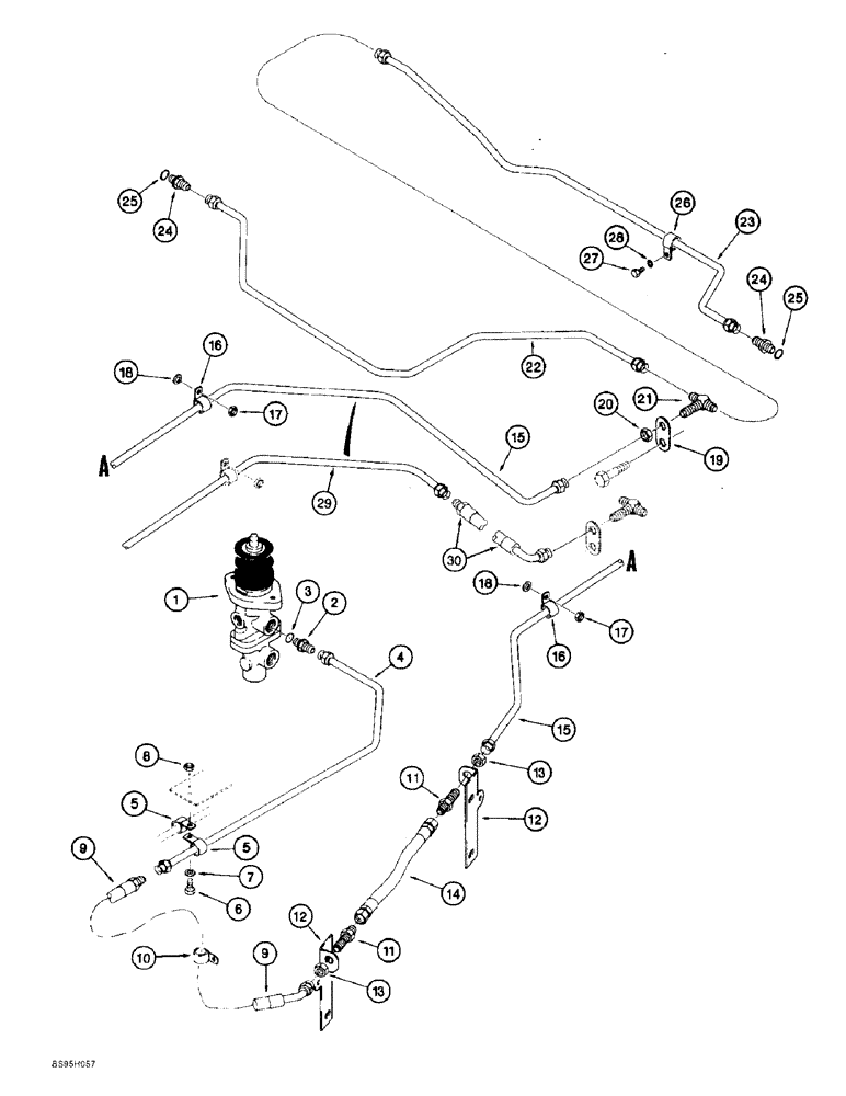 Схема запчастей Case 821B - (7-16) - MAIN BRAKE HYDRAULIC CIRCUIT, MAIN BRAKE VALVE TO FRONT AXLE, PRIOR TO P.I.N. JEE0051723 (07) - BRAKES