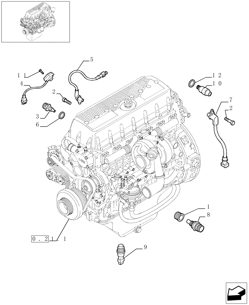 Схема запчастей Case F3AE0684D B001 - (0.17.1[01]) - MOTOR SENSORS (504037555) 