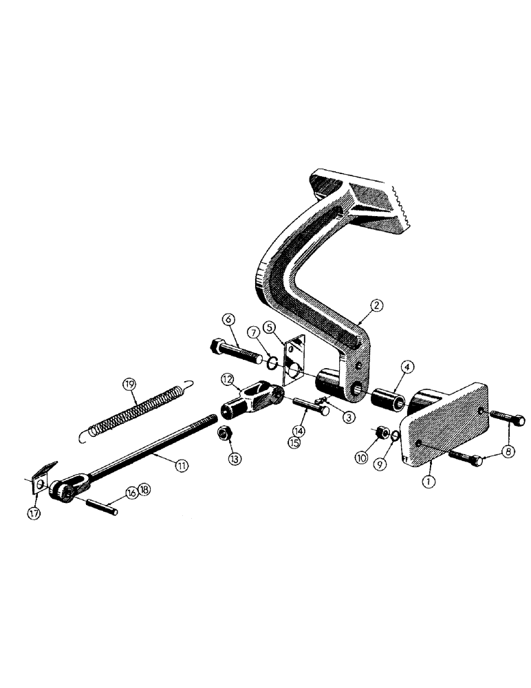 Схема запчастей Case 256 - (038) - CLUTCH PEDAL & MOUNTING BRACKET (01) - ENGINE