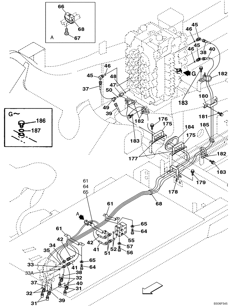 Схема запчастей Case CX460 - (08-22) - PILOT CONTROL LINES, TRAVEL - MODELS WITH CONTROL SELECTOR VALVE (08) - HYDRAULICS