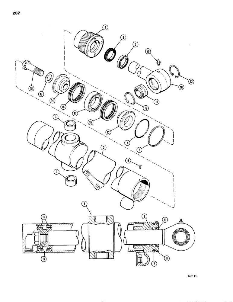 Схема запчастей Case 1150B - (282) - G33940 AND G33941 DOZER LIFT CYLINDERS, ANGLE TILT PITCH DOZER, GLAND I.D. RING (07) - HYDRAULIC SYSTEM