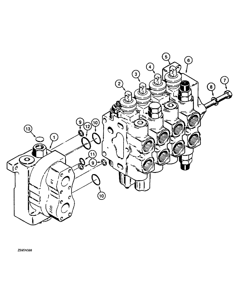 Схема запчастей Case 1155E - (8-114) - FOUR SPOOL VALVE, LONG TRACK ANGLE TILT DOZER MODELS, WITH RIPPER (08) - HYDRAULICS