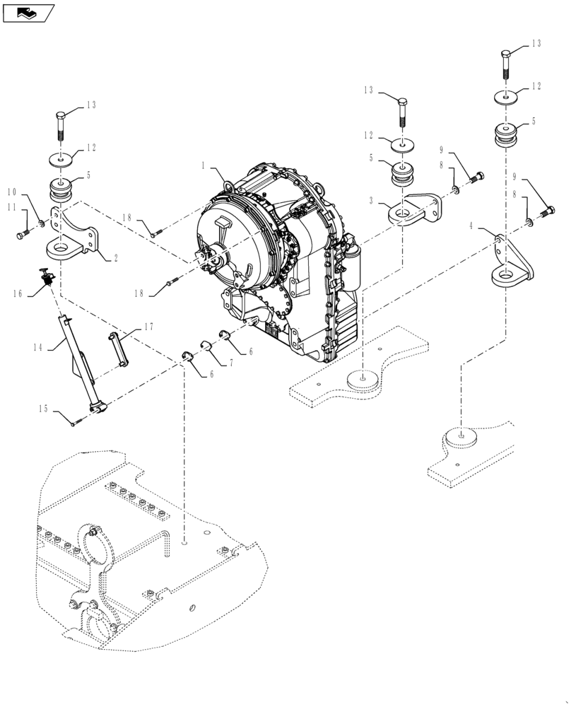 Схема запчастей Case 521F - (21.111.01) - TRANSMISSION MOUNTING, 4 SPEED (21) - TRANSMISSION