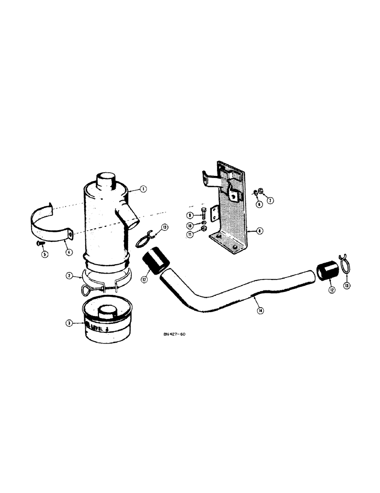 Схема запчастей Case 420BD - (024) - AIR CLEANER (MODEL 420B) 