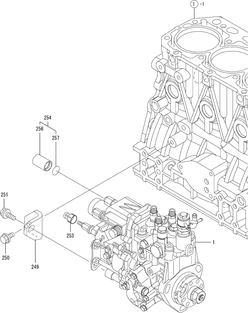 Схема запчастей Case CX36B - (08-011) - FUEL INJECTION PUMP (10) - ENGINE