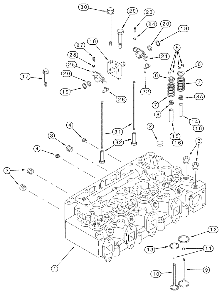 Схема запчастей Case 650H - (02-16) - CYLINDER HEAD VALVE MECHANISM, 4T-390 EMISSIONS CERTIFIED ENGINE (02) - ENGINE