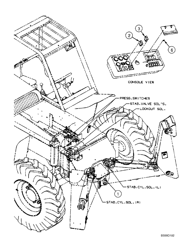 Схема запчастей Case 686GXR - (4-22) - STABILIZER OPTION - ELECTRICAL (04) - ELECTRICAL SYSTEMS