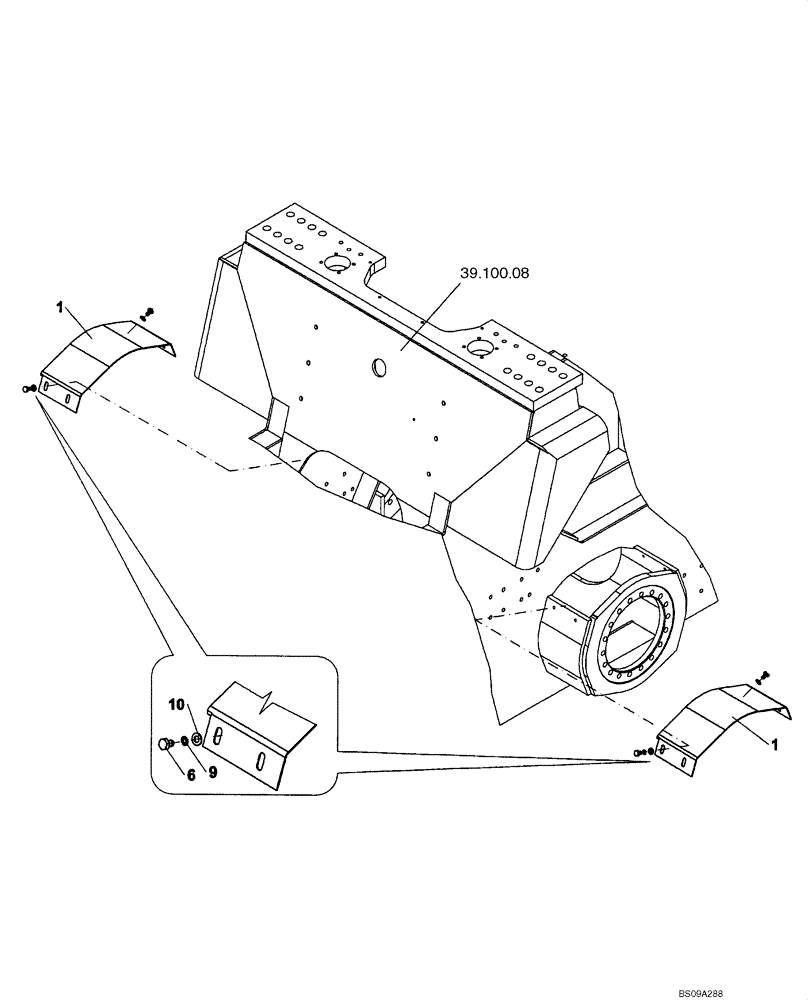 Схема запчастей Case SV212 - (39.100.18) - COVER, REAR DRIVE MOTOR (39) - FRAMES AND BALLASTING