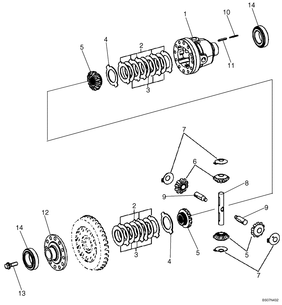 Схема запчастей Case 621E - (06-48) - AXLE, FRONT - DIFFERENTIAL, LIMITED SLIP - P.I.N. N8F203848 TO NBF210932 (06) - POWER TRAIN