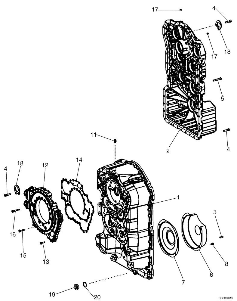 Схема запчастей Case 621E - (06-24) - TRANSMISSION ASSY - HOUSING - P.I.N. N8F203848 AND AFTER (06) - POWER TRAIN