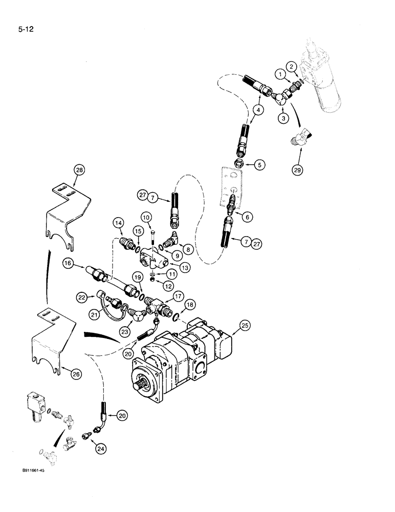 Схема запчастей Case 721 - (5-12) - STEERING HYDRAULIC CIRCUIT, STEERING CONTROL VALVE TO PUMP (05) - STEERING