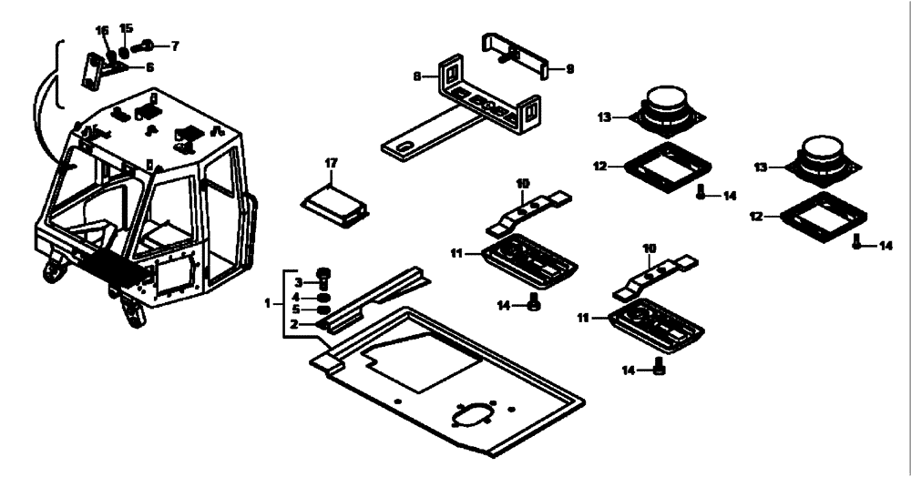 Схема запчастей Case 340B - (51A00001652[001]) - ACCESSORIES, CAB (P.I.N HHD0340BN7PG58147 AND AFTER) (84191321) (10) - Cab/Cowlings