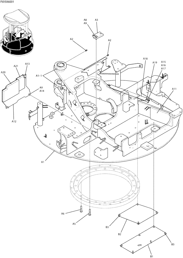 Схема запчастей Case CX50B - (01-001) - FRAME ASSY, UPP (39) - FRAMES AND BALLASTING