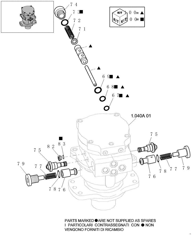 Схема запчастей Case CX31B - (1.040A[03]) - SLEW MOTOR - COMPONENTS (35) - HYDRAULIC SYSTEMS