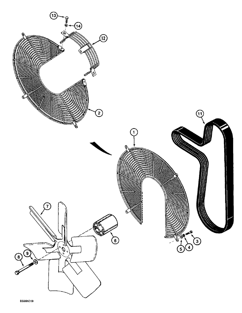 Схема запчастей Case 721B - (2-07A) - FAN AND FAN BELTS, P.I.N. JEE0053200 AND AFTER (02) - ENGINE