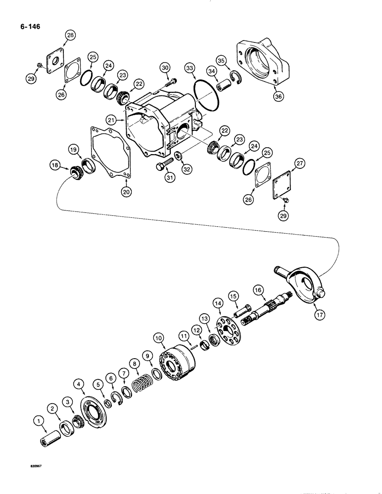 Схема запчастей Case 1835B - (6-146) - TANDEM PUMP ASSEMBLY, LEFT-HAND DRIVE PUMP (06) - POWER TRAIN