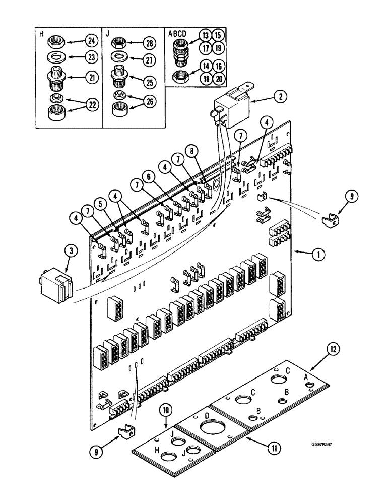 Схема запчастей Case 220B - (4-66) - ELECTRICAL BOX, WITH TOP LATCHED ACCESS DOOR, P.I.N. 74595 - 74597, P.I.N. 03201 AND AFTER (04) - ELECTRICAL SYSTEMS