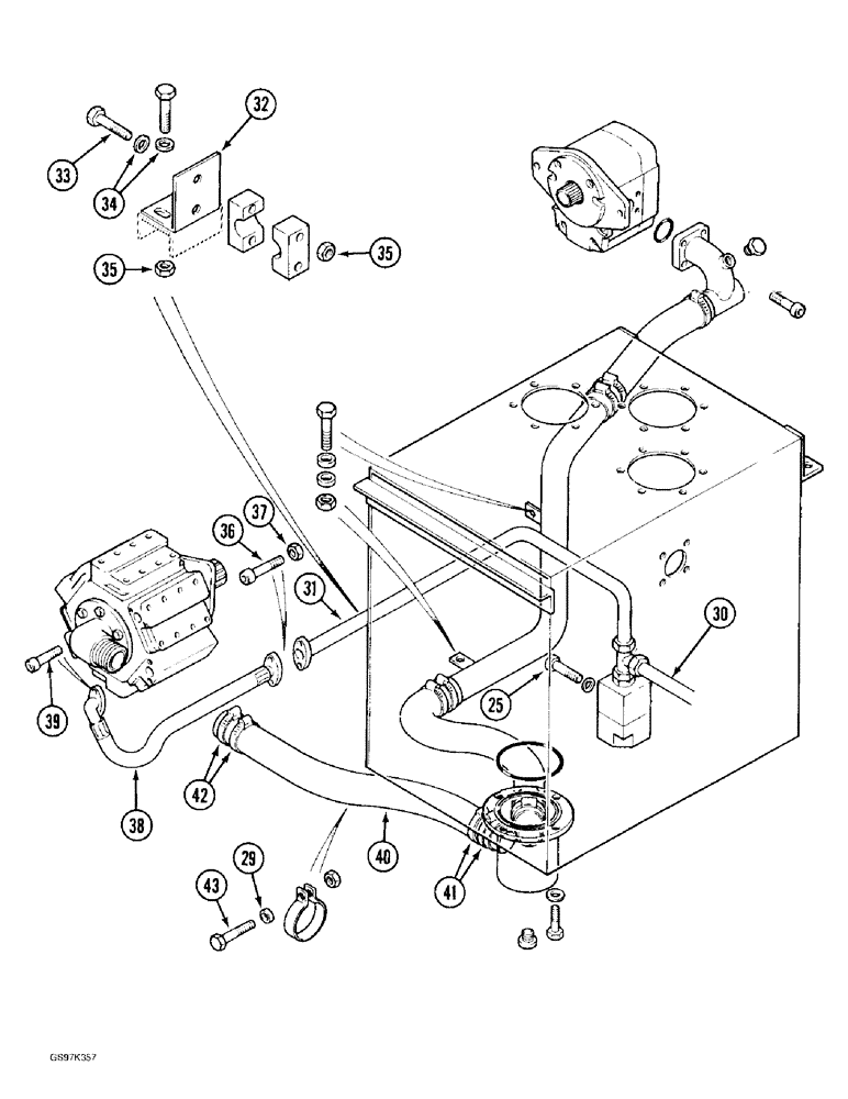 Схема запчастей Case 170C - (8-014) - HYDRAULIC PUMP LINES, RESERVOIR TO HYDRAULIC PUMP, P.I.N. 02371 AND AFTER (08) - HYDRAULICS