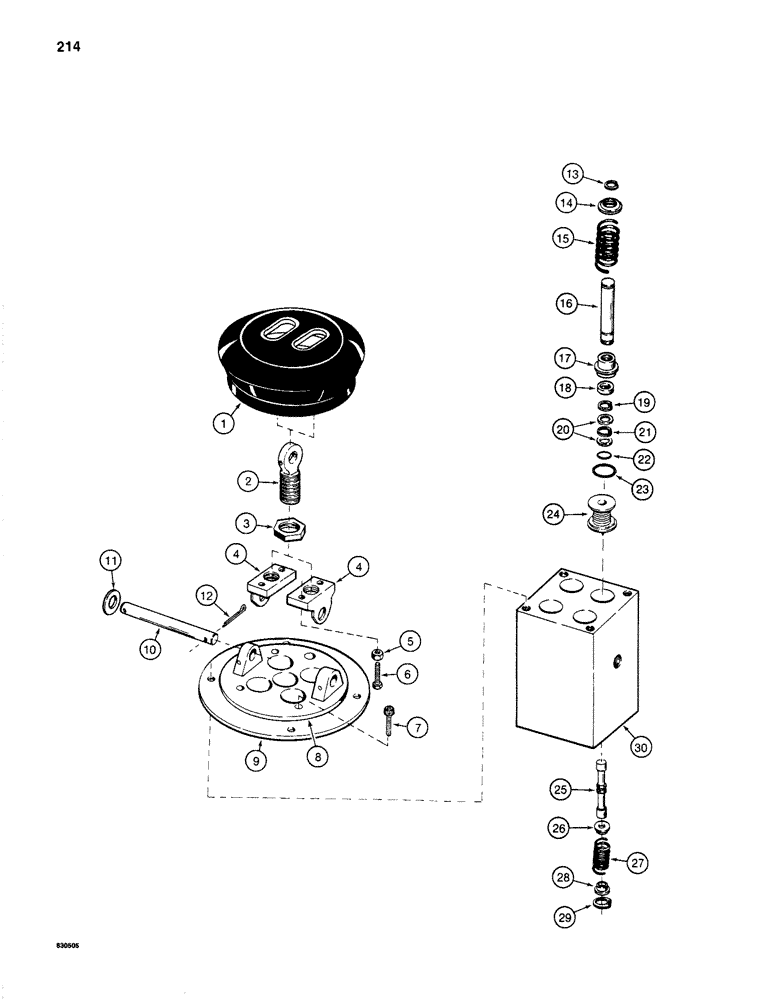 Схема запчастей Case 1280 - (214) - HAND AND FOOT CONTROL VALVE (07) - HYDRAULIC SYSTEM