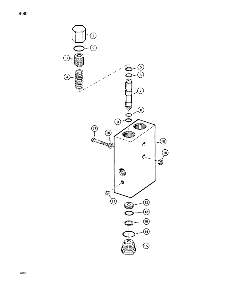 Схема запчастей Case 1086B - (8-080) - POWER SENSING RELIEF VALVE (08) - HYDRAULICS