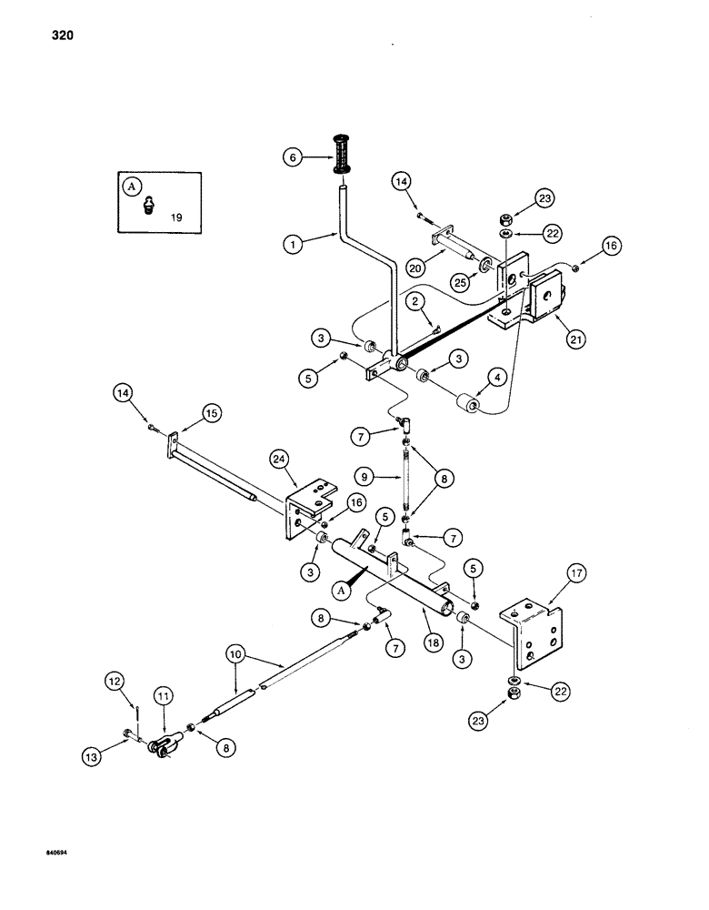 Схема запчастей Case 880C - (320) - CONTROLS - BEFORE PIN 6205236, ARM CONTROL LEVER AND LINKAGE (07) - HYDRAULIC SYSTEM