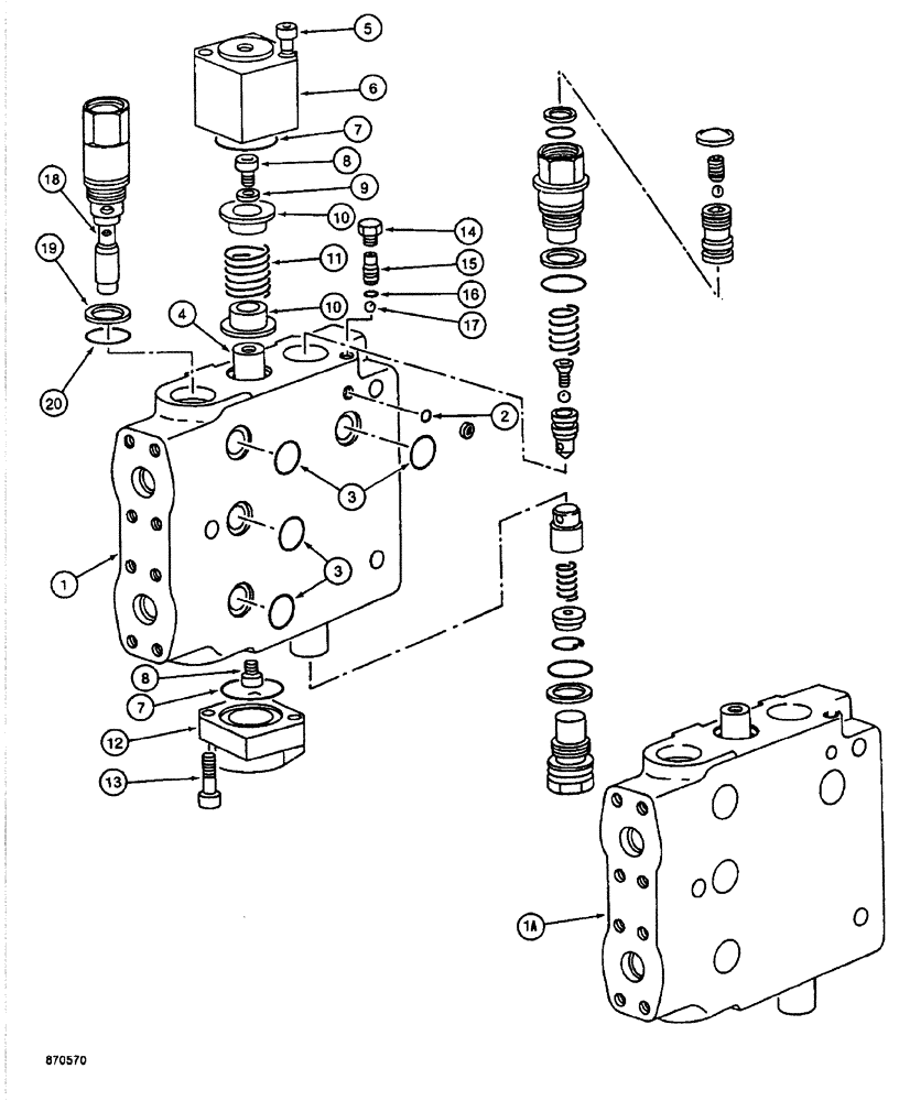 Схема запчастей Case 688 - (8-082) - ATTACHMENT CONTROL VALVE, BOOM, ARM AND TOOL SECTIONS (08) - HYDRAULICS