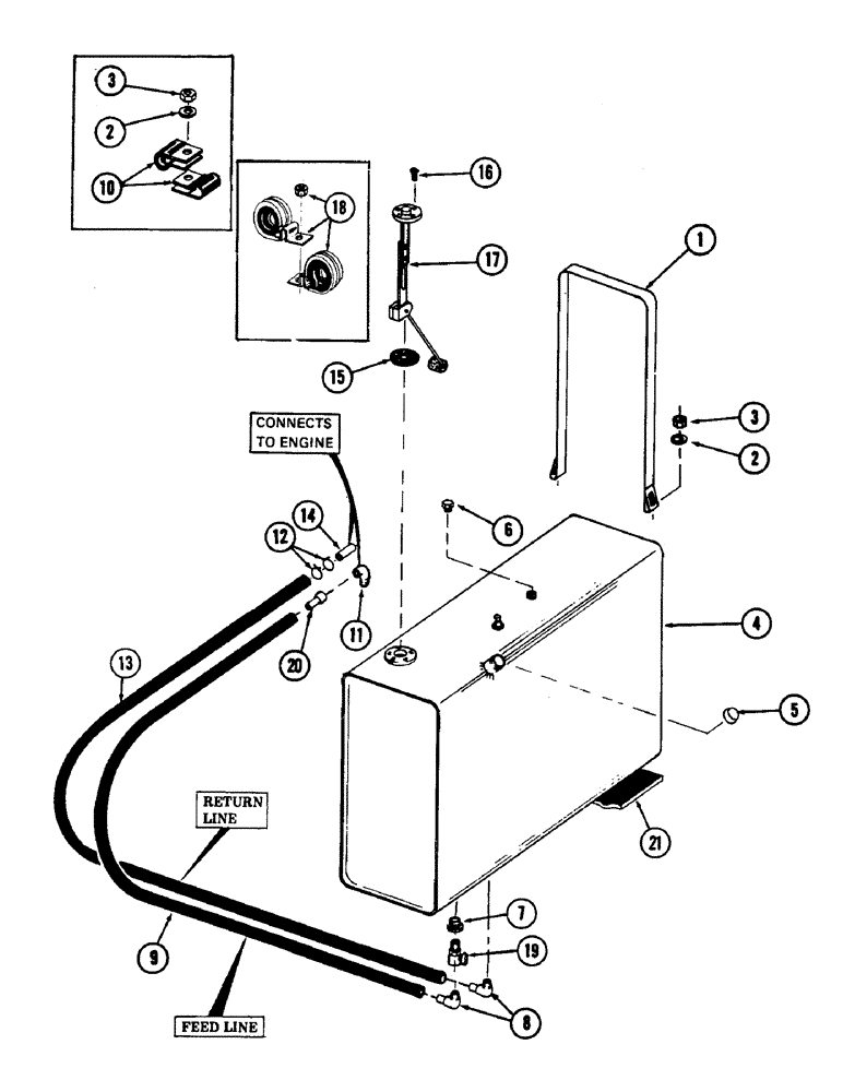 Схема запчастей Case 880B - (072) - FUEL TANK AND LINES (02) - FUEL SYSTEM