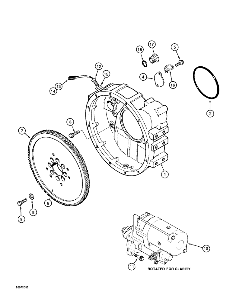 Схема запчастей Case 9020B - (2-084) - FLYWHEEL AND HOUSING, 4TA-390 EMISSIONS CERTIFIED ENGINE, P.I.N. DAC02#2001 AND AFTER (02) - ENGINE