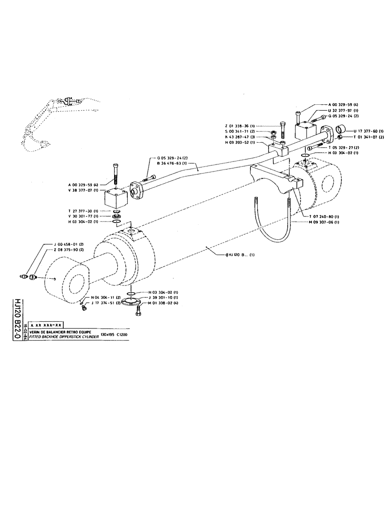 Схема запчастей Case 220 - (160) - FITTED BACKHOE DIPPERSTICK CYLINDER (07) - HYDRAULIC SYSTEM