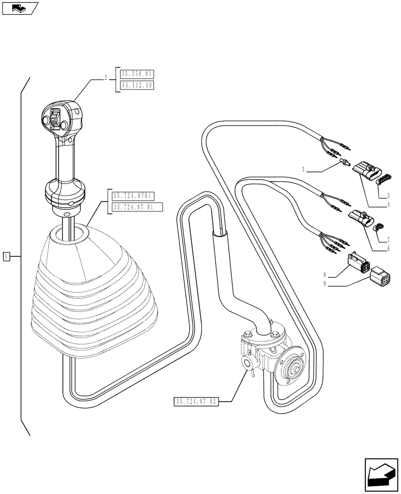 Схема запчастей Case 580SN WT - (55.512.3901) - CONTROLS - LOADER CLAM (55) - ELECTRICAL SYSTEMS