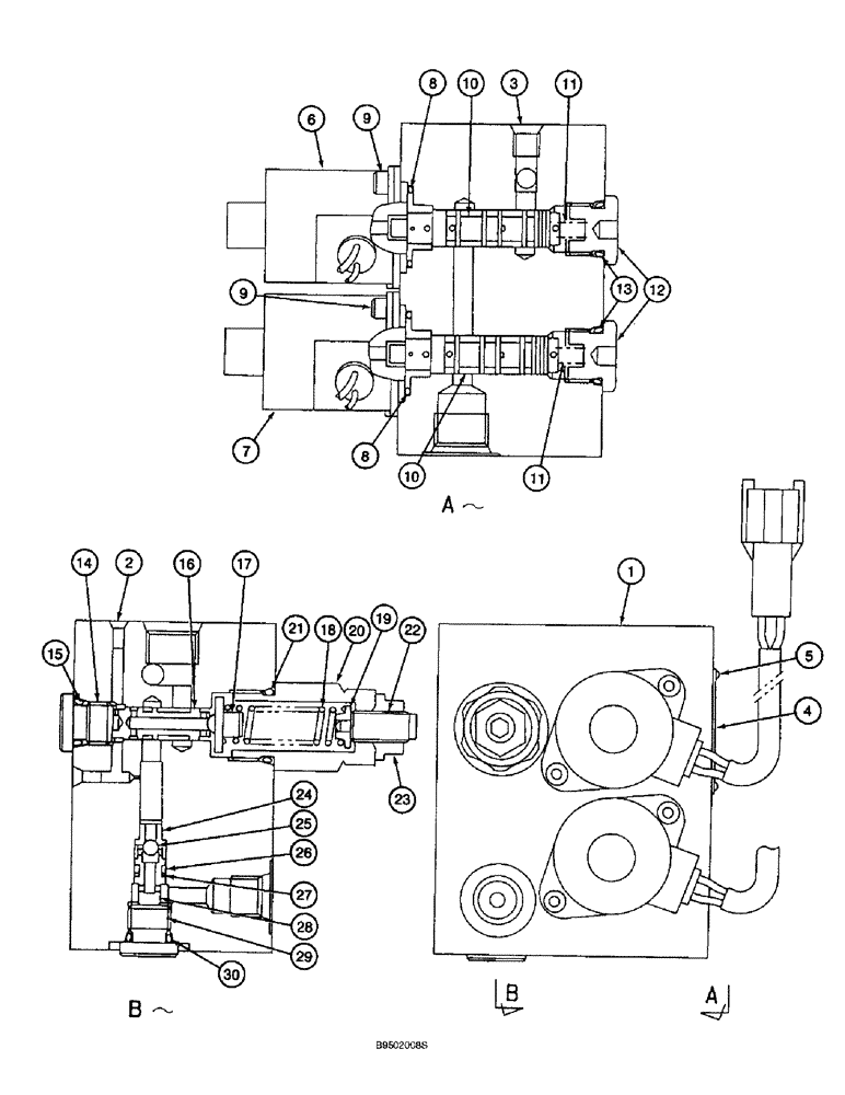 Схема запчастей Case 9060B - (8-204) - SWING BRAKE RELEASE VALVE (08) - HYDRAULICS