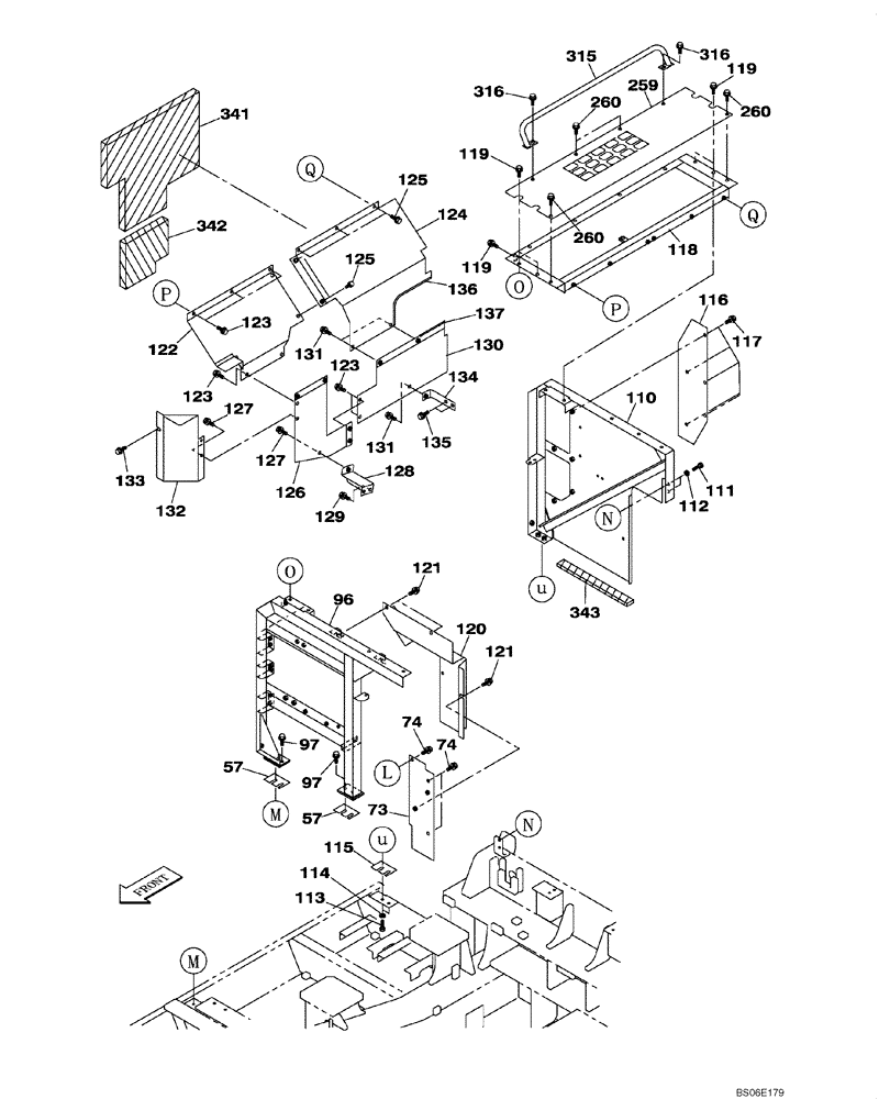 Схема запчастей Case CX800 - (09-010-00[01]) - COWLING - FRAMEWORK (09) - CHASSIS