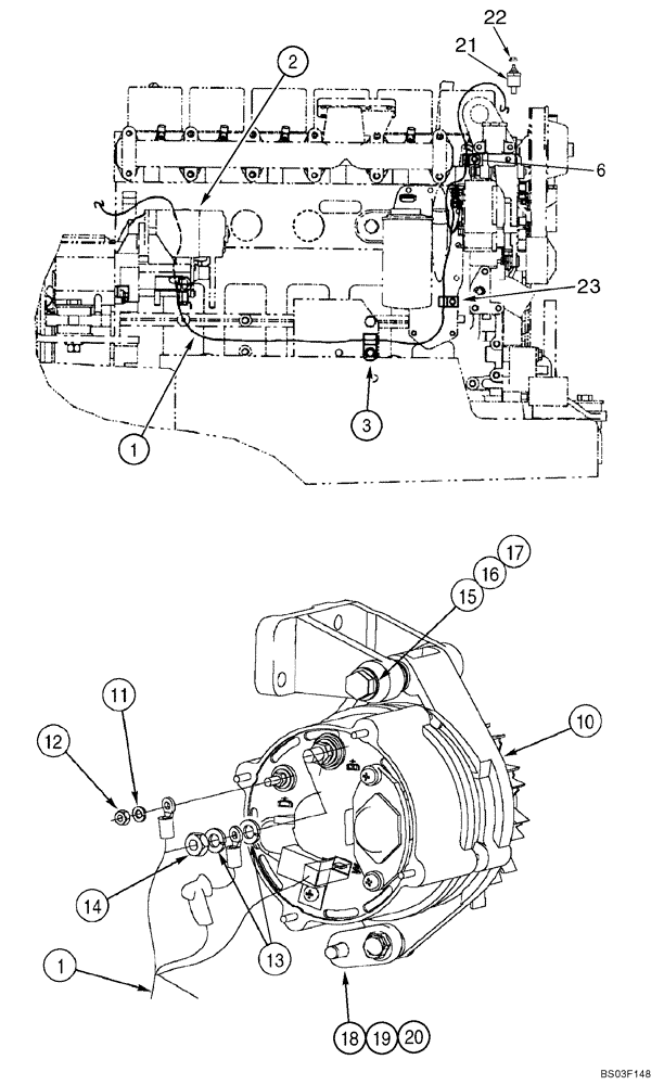 Схема запчастей Case 850K - (04-08) - HARNESS, ENGINE (RIGHT-HAND SIDE) - ALTERNATOR MOUNTING (Sep 8 2010 3:58PM) (04) - ELECTRICAL SYSTEMS