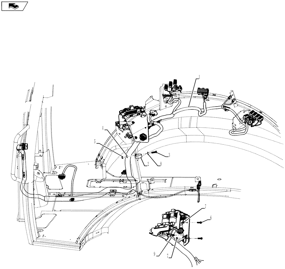 Схема запчастей Case 580SN WT - (55.100.02[01]) - HARNESS, INSTALL - TRANSMISSION (55) - ELECTRICAL SYSTEMS