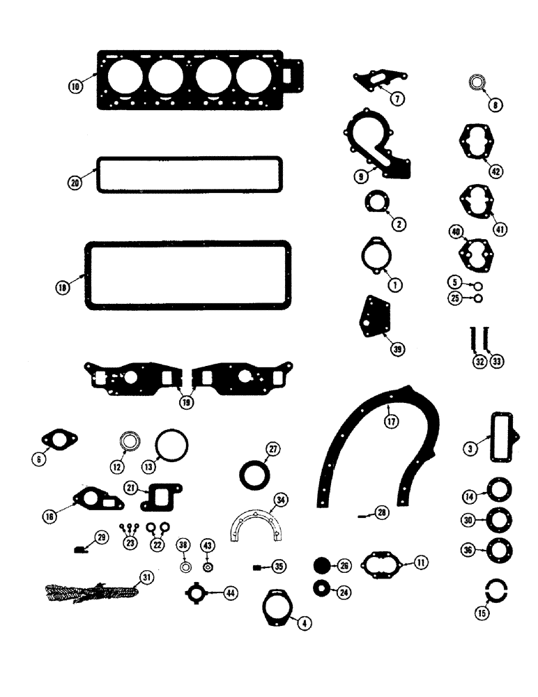 Схема запчастей Case 800 - (016) - SERVICE GASKET SETS, (USED FROM SERIAL #7080872) (01) - ENGINE